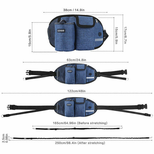 Dog Training Leash Waist Bag Hands-Free Outdoor Pet Running